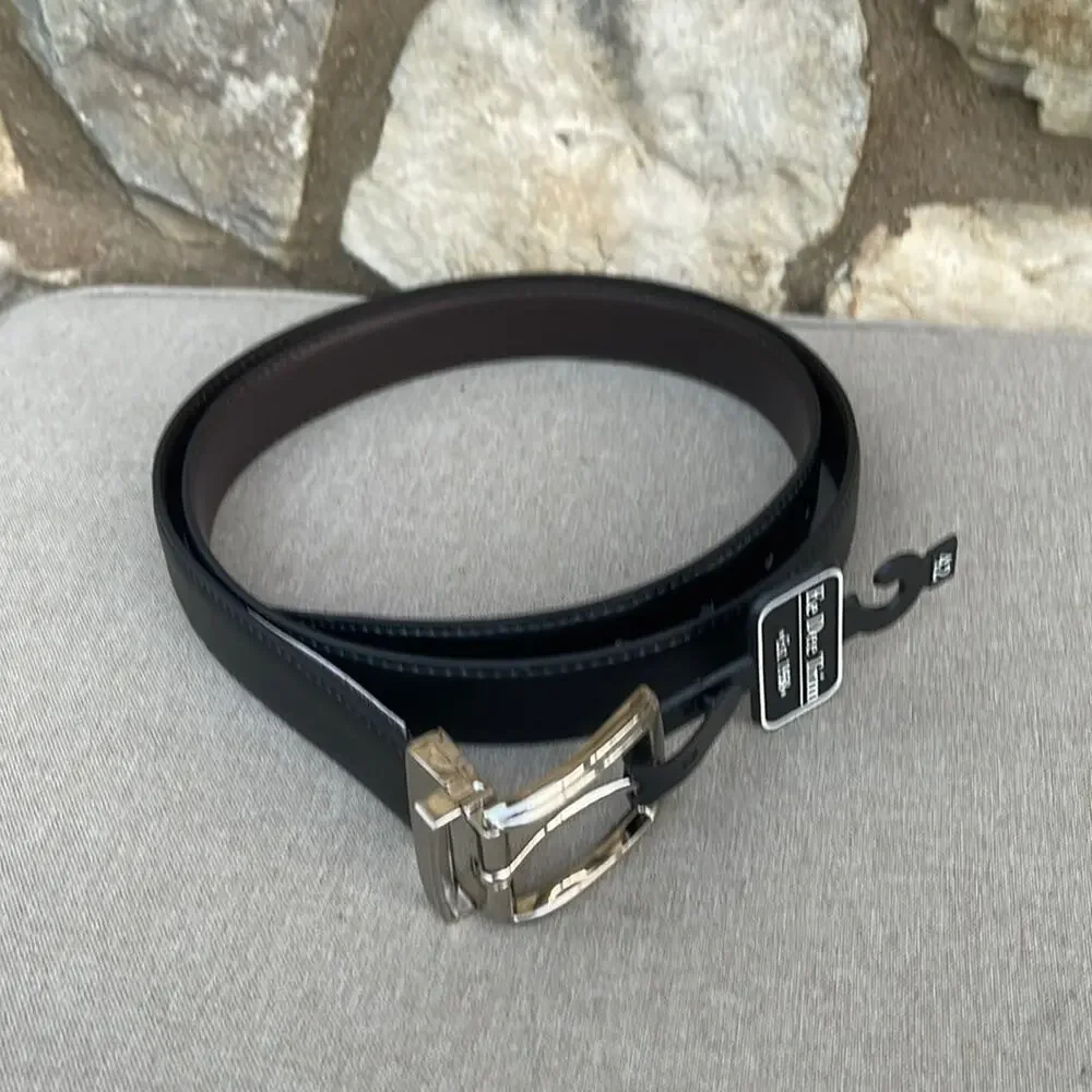 Black and brown leather belt reversible size 42